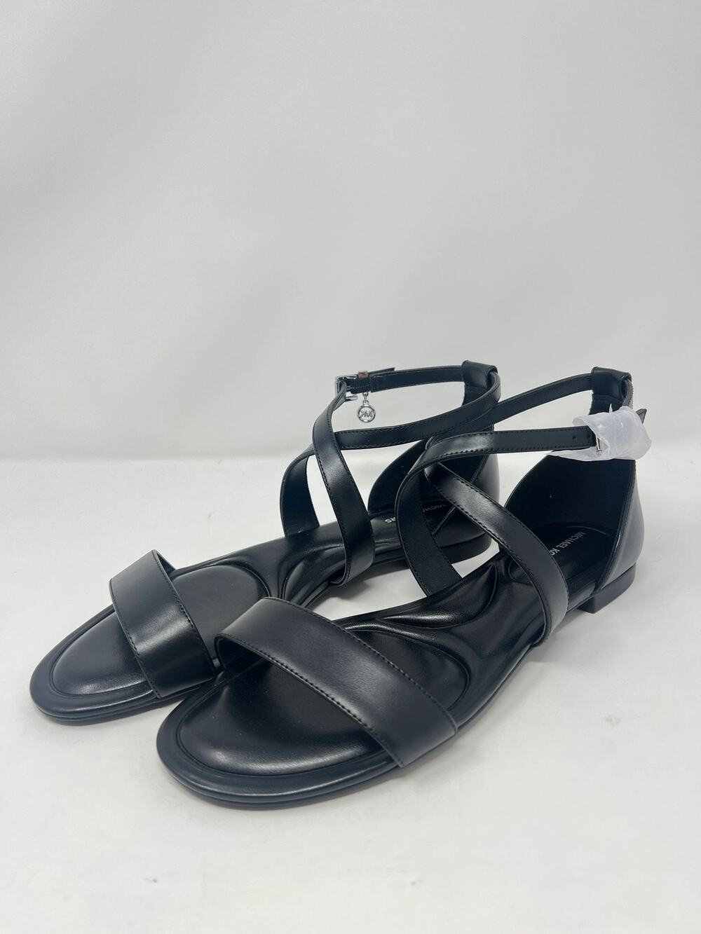Michael Kors Women's 9.5 Alexa Black Buckle Strappy Flats